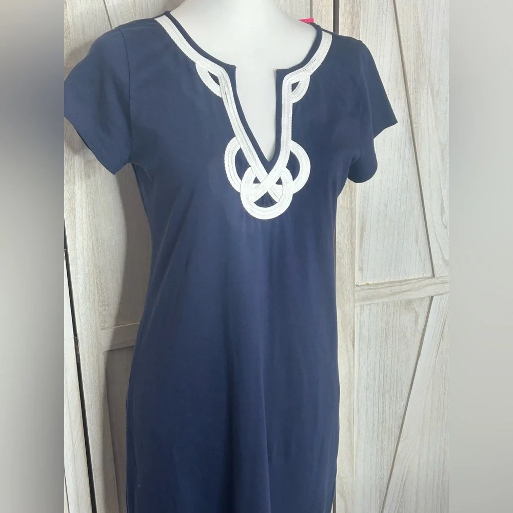 NWT Lilly Pulitzer Brewster Dress True Navy Sz M Nautical Resortwear Cruise - Picture 3 of 10
